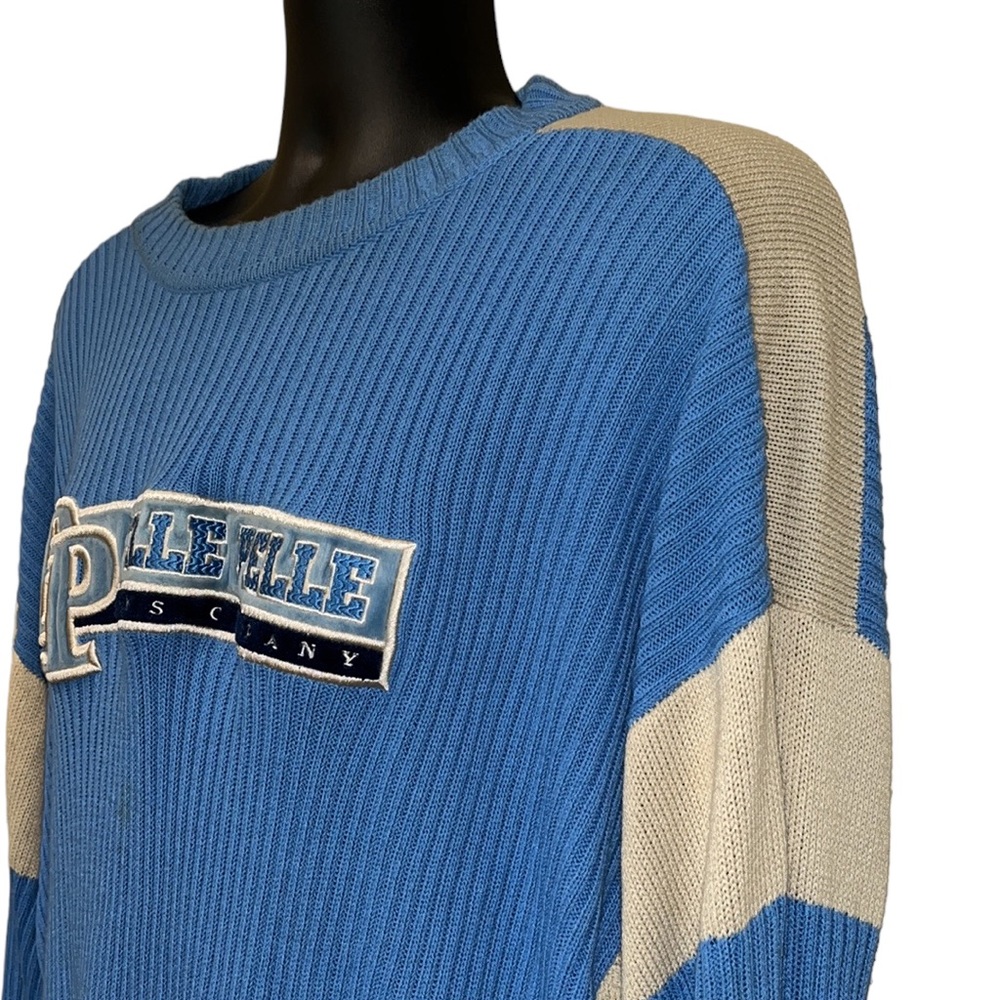 PELLE PELLE Blue & Tan Ribbed Sweater~XL